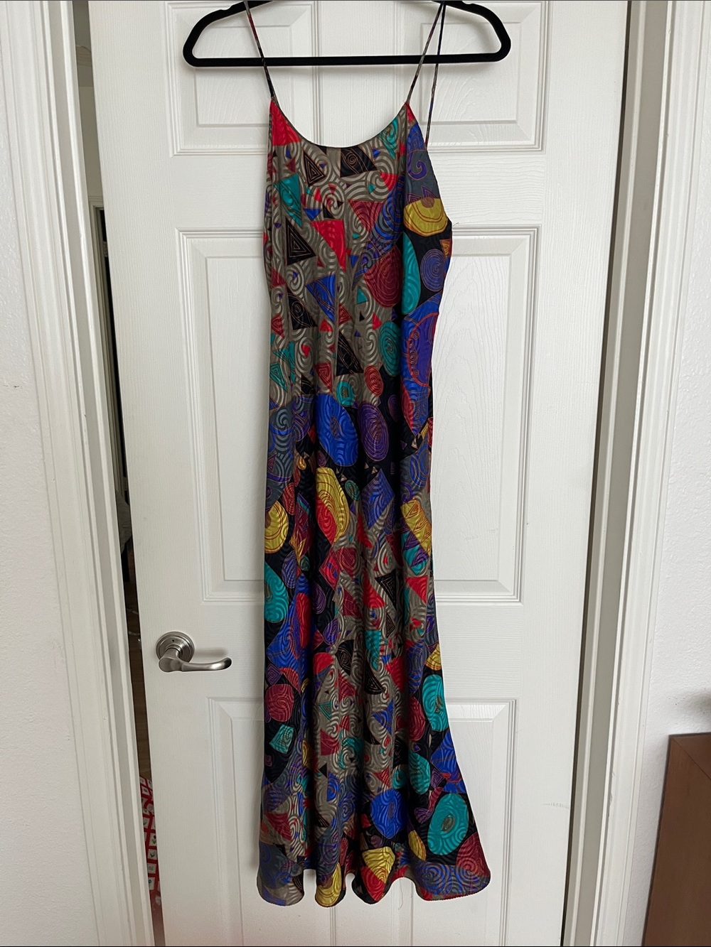Vintage 80s 90s Mary McFadden Collection printed maxi slip dress